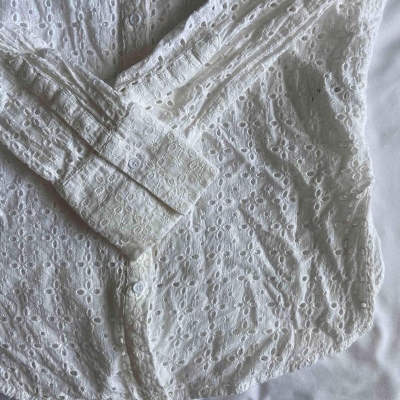 DOLORES COTTON EYELET BUTTON DOWN TOP - WHITE - Picture 7 of 9